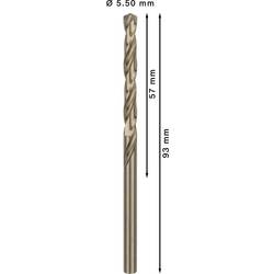 Bosch Accessories 2608585888 HSS kovový spirálový vrták 5.5 mm Celková délka 93 mm Cobalt DIN 338 válcová stopka 10 ks