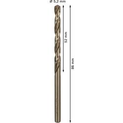 Bosch Accessories 2608585887 HSS kovový spirálový vrták 5.2 mm Celková délka 86 mm Cobalt DIN 338 válcová stopka 10 ks