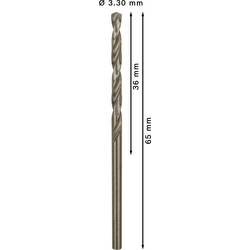 Bosch Accessories 2608585878 HSS kovový spirálový vrták 3.3 mm Celková délka 65 mm Cobalt DIN 338 válcová stopka 10 ks