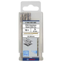 Bosch Accessories 2608585885 HSS kovový spirálový vrták 5 mm Celková délka 86 mm Cobalt DIN 338 válcová stopka 10 ks