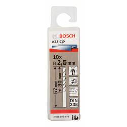 Bosch Accessories 2608585875 HSS kovový spirálový vrták 2.5 mm Celková délka 57 mm Cobalt DIN 338 válcová stopka 10 ks