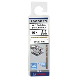 Bosch Accessories 2608585875 HSS kovový spirálový vrták 2.5 mm Celková délka 57 mm Cobalt DIN 338 válcová stopka 10 ks