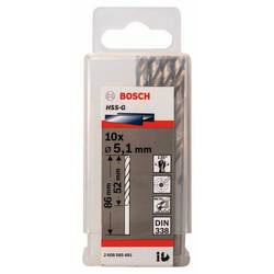 Bosch Accessories 2608585491 HSS kovový spirálový vrták 5.1 mm Celková délka 86 mm broušený DIN 338 válcová stopka 10 ks