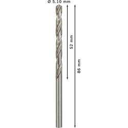 Bosch Accessories 2608585491 HSS kovový spirálový vrták 5.1 mm Celková délka 86 mm broušený DIN 338 válcová stopka 10 ks