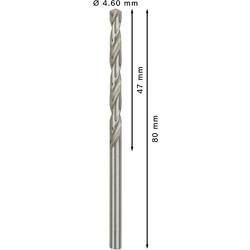 Bosch Accessories 2608585488 HSS kovový spirálový vrták 4.6 mm Celková délka 80 mm broušený DIN 338 válcová stopka 10 ks