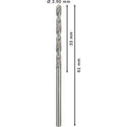 Bosch Accessories 2608585480 HSS kovový spirálový vrták 2.9 mm Celková délka 61 mm broušený DIN 338 válcová stopka 10 ks