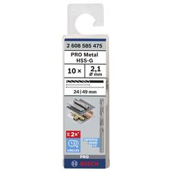 Bosch Accessories 2608585475 HSS kovový spirálový vrták 2.1 mm Celková délka 49 mm broušený DIN 338 válcová stopka 10 ks
