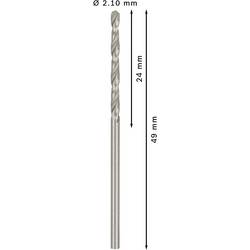 Bosch Accessories 2608585475 HSS kovový spirálový vrták 2.1 mm Celková délka 49 mm broušený DIN 338 válcová stopka 10 ks