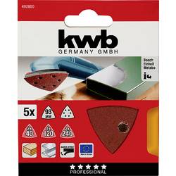 kwb 492800 brusný papír pro delta brusky Zrnitost 40, 120, 240 (Ø) 93 mm 5 ks