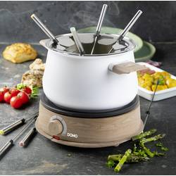 DOMO DO736F fondue 1500 W indikátor, 8 napichovátek na fondue dřevo, bílá