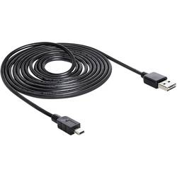 Delock USB kabel USB 2.0 USB-A zástrčka, USB Mini-B zástrčka 5.00 m černá oboustranně zapojitelná zástrčka, pozlacené kontakty, UL certifikace 83365