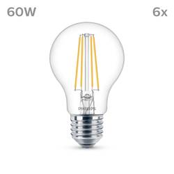 Philips LED 9290018150 LED Energetická třída (EEK2021) E (A - G) E27 klasická žárovka 7 W = 60 W neutrální bílá (Ø x v) 60 mm x 106 mm vlákno 6 ks