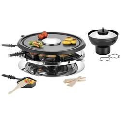 Unold UNOLD RACLETTE 48726 Multi 4 in 1 - Raclette/Fondue/Grill/Heißer Stein raclette gril 8 napichovátek na fondue, 8 pánví, nepřilnavý povlak, plynulý