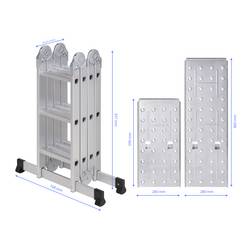 TOOLCRAFT TO-10104645 hliník víceúčelový žebřík skládací max.prac. výška: 4.3 m stříbrná 15.7 kg