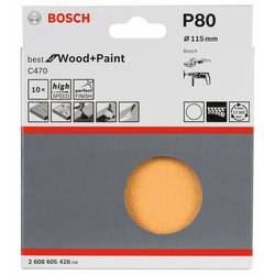 Bosch Accessories 2608605428 brusný papír pro brusné kotouče na suchý zip, bez otvorů Zrnitost 80 (Ø) 115 mm 10 ks