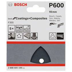 Bosch Accessories Best for Stone 2608605199 brusný papír pro delta brusky na suchý zip, s otvory Zrnitost 600 Rozměr přes roh 93 mm (d x š) 93 mm x 93 mm 5 ks