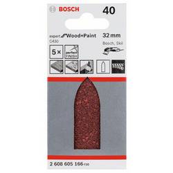 Bosch Accessories Expert for Wood 2608605166 brusný papír pro delta brusky na suchý zip, bez otvorů Zrnitost 40 Rozměr přes roh 32 mm (d x š) 88 mm x 32 mm 5 ks