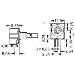 Bourns 51RAD-R22-B15L plastový potenciometr, 0.5 W, 10 kΩ, 1 ks