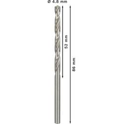 Bosch Accessories 2608595334 HSS kovový spirálový vrták 4.8 mm Celková délka 83 mm broušený DIN 338 válcová stopka 10 ks