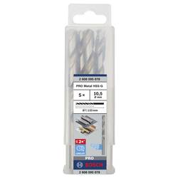 Bosch Accessories 2608595078 HSS kovový spirálový vrták 10.5 mm Celková délka 133 mm broušený DIN 338 válcová stopka 5 ks