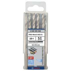 Bosch Accessories 2608595068 HSS kovový spirálový vrták 6.5 mm Celková délka 101 mm broušený DIN 338 válcová stopka 10 ks