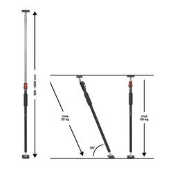 TOOLCRAFT podpěrná tyč Nastavení délky: 900 - 1600 mm Max.nosnost: 60 kg