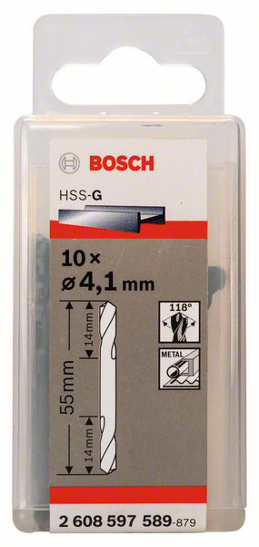 Bosch Accessories 2608597589 HSS oboustranný vrták 4.1 mm Celková délka 55 mm broušený válcová stopka 10 ks