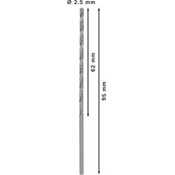 Bosch Accessories 2608596810 HSS kovový spirálový vrták 2.5 mm Celková délka 95 mm broušený DIN 340 válcová stopka 5 ks