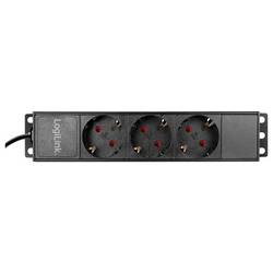 LogiLink PDU3B01 10 palec zásuvková lišta pro datové skříně hliníkový profil stříbrná, černá