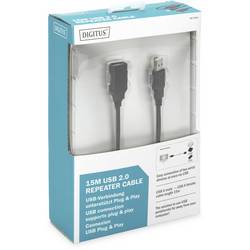 Digitus USB kabel USB 2.0 USB-A zásuvka, USB-A zástrčka 15.00 m černá s USB, s prodlužovacím kabelem DA-73101