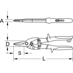 KS Tools 118.0051 Pákové nůžky na plech, rovný řez