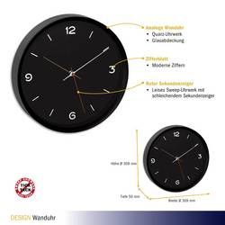 TFA Dostmann 60.3056.01 Quartz nástěnné hodiny 30.9 cm x 50 mm , permanentní modrá