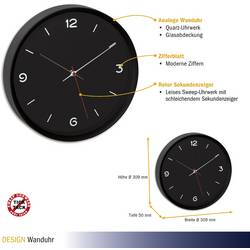 TFA Dostmann 60.3056.01 Quartz nástěnné hodiny 30.9 cm x 50 mm , permanentní modrá