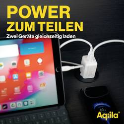 Aqiila W2 USB nabíječka, 2x USB-C®, 45 W, Dodávka energie, bílá