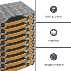 Velleman OMR13 krabička na malé součástky (d x š x v) 326 x 257 x 48 mm přihrádek: 18 Box Obsah 1 ks