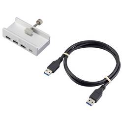 Renkforce RF-6690354 USB Hub 3 + 1 port USB-A, USB-C® USB 3.1 Gen1 5 GBit/s s hliníkovým krytem stříbrná RF-ACHB-350