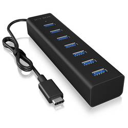 ICY BOX 60257 USB Hub 7 portů USB-A USB 3.0 5 GBit/s s konektorem USB C černá