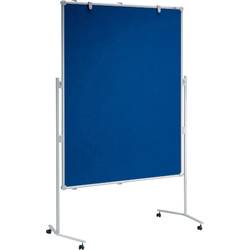 Maul moderační tabule (š x v) 120 cm x 150 cm textil bílá, modrá včetně odkládací misky, včetně držáku bloku, včetně koleček, oboustranně použitelné, nástěnka,
