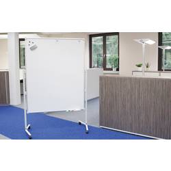 Maul moderační tabule (š x v) 120 cm x 150 cm textil bílá, modrá včetně odkládací misky, včetně držáku bloku, včetně koleček, oboustranně použitelné, nástěnka,