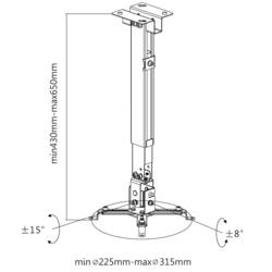 Reflecta Tapa stropní držák projektoru vzd. země-strop (max.): 65 cm Vzdálenost od stěny (max.): 56 cm bílá