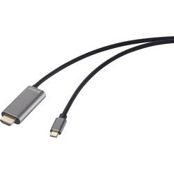 SpeaKa Professional USB-C® / HDMI kabelový adaptér USB-C ® zástrčka, Zástrčka HDMI-A, USB-C ® zásuvka 1.50 m černá SP-12866472 4K UHD, s nabíjecí zásuvkou ,