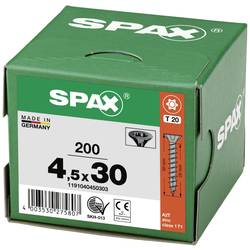 SPAX 1191040450303 šroub do dřeva 4.5 mm 30 mm T-STAR plus ocel Černý BLAX 200 ks