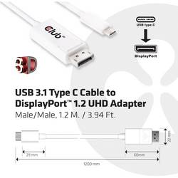 club3D USB-C® / DisplayPort kabelový adaptér USB-C ® zástrčka, Konektor DisplayPort 1.20 m bílá CAC-1517 Kabel DisplayPort