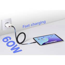 Renkforce USB kabel USB 2.0 USB-C ® zástrčka, USB-C ® zástrčka 1.00 m černá S magnetickým vinutím RF-6871988