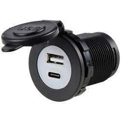 TRU COMPONENTS TC-12114140 USB a + USB C® podsvícená vestavná zásuvka, modrá LED, kulatá Množství: 1 ks