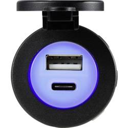 TRU COMPONENTS TC-12114140 USB a + USB C® podsvícená vestavná zásuvka, modrá LED, kulatá Množství: 1 ks