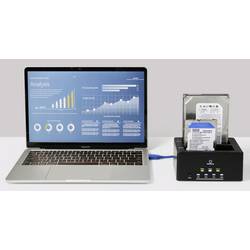 Renkforce RF-5576398 USB 3.2 (Gen 1x1) SATA 2 porty dokovací stanice pro pevný disk 2.5 palec, 3.5 palec s funkcí klonování, s funkcí mazání