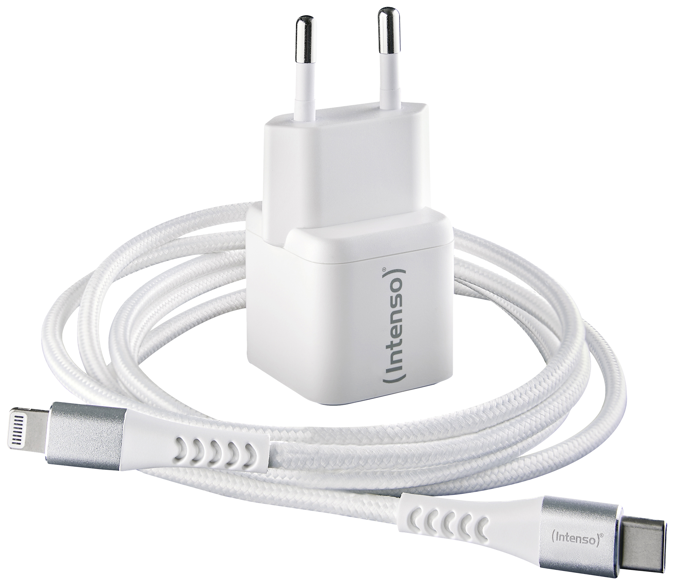 Intenso W30C GaN + C315L USB nabíječka, GaN, USB Power Delivery (USB-PD) , 1x USB-C®, 1x Apple Lightning;, 30 W, bílá