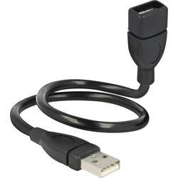 Delock USB kabel USB 2.0 USB-A zástrčka, USB-A zásuvka 0.35 m černá flexibilní husí krk 83498
