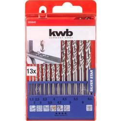 kwb 205840 HSS sada spirálových vrtáku do kovu 13dílná 1.5 mm, 2 mm, 2.5 mm, 3 mm, 3.2 mm, 3.5 mm, 4 mm, 4.2 mm, 4.5 mm, 5 mm DIN 338 válcová stopka 1 ks